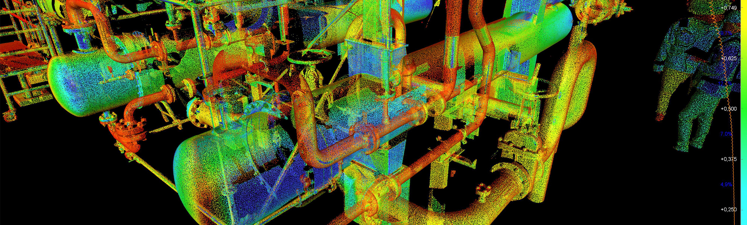 Modelo 3D del interior de una planta industrial