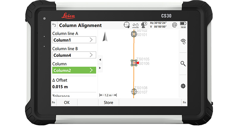  Die Baustahl-App der Leica Captivate-Vermessungssoftware auf dem CS30-Tablet.